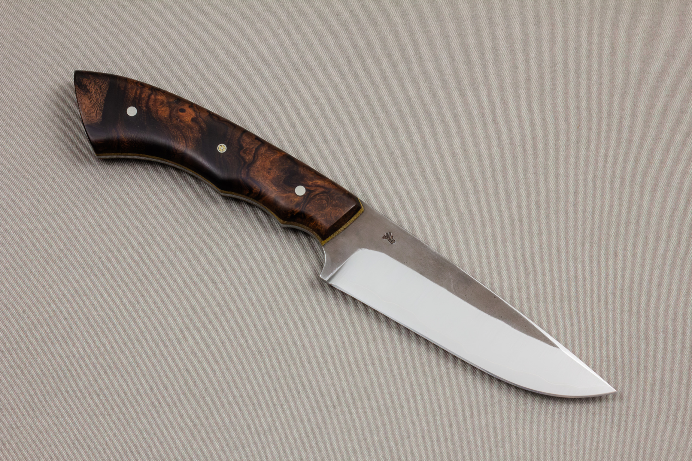 Muteki Knives hand forged 'Kooskia Hunter' hunting knife with Arizona Desert Ironwood handle
